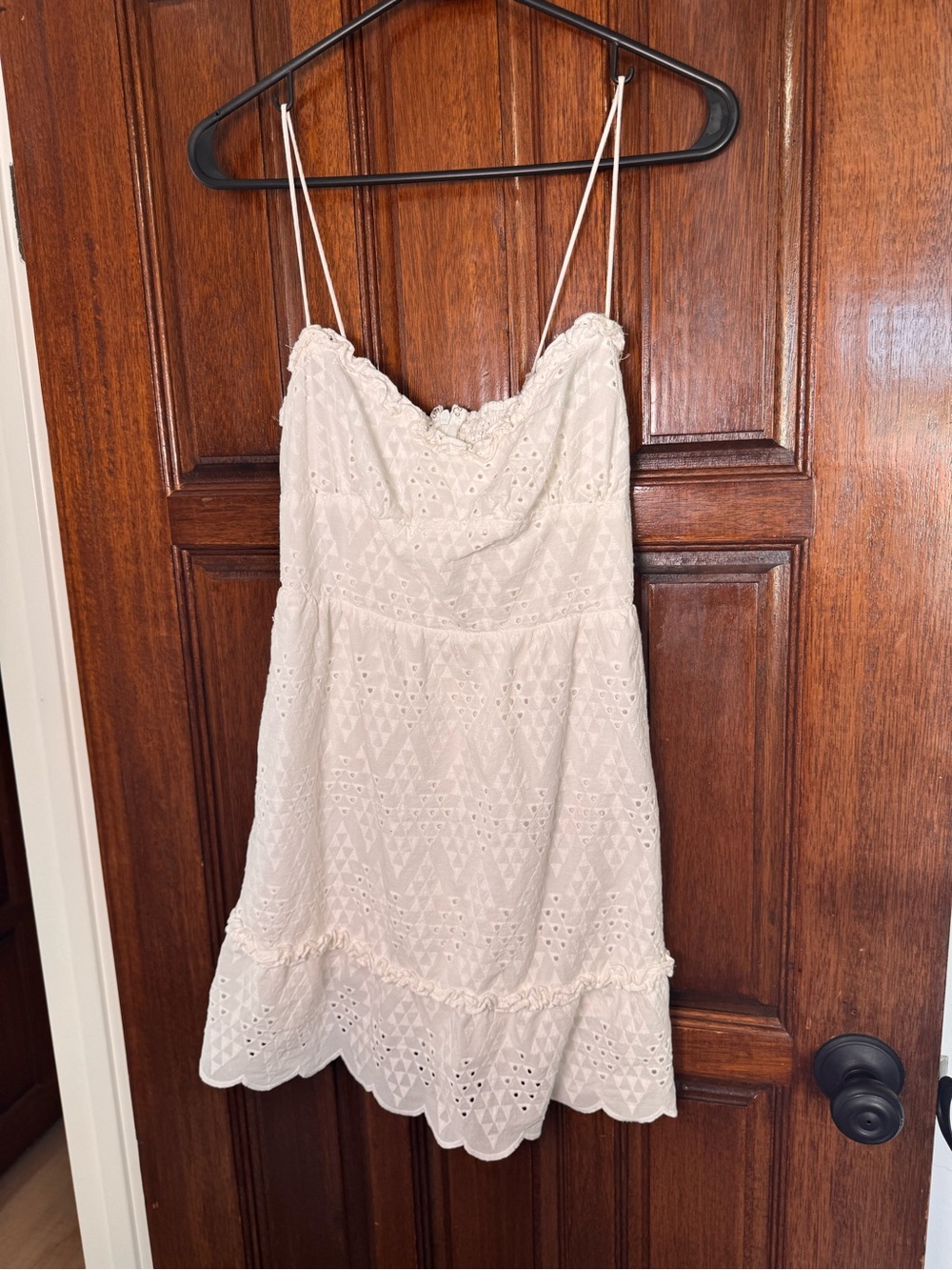 Olivaceous Cream Eyelet Mini Dress with Spaghetti Straps